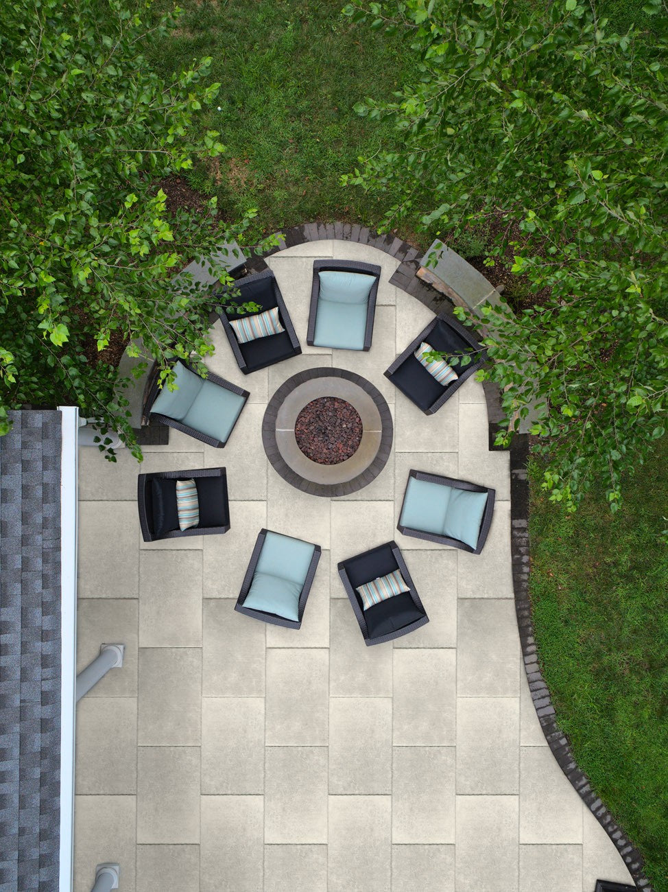 Galveston grey cement effect porcelain paving 600x900mm in a garden setting
