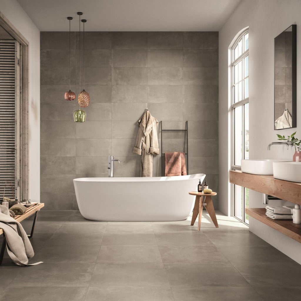 Gulfport Taupe Grey Concrete Effect Matt Porcelain Wall & Floor Tile 300x600mm