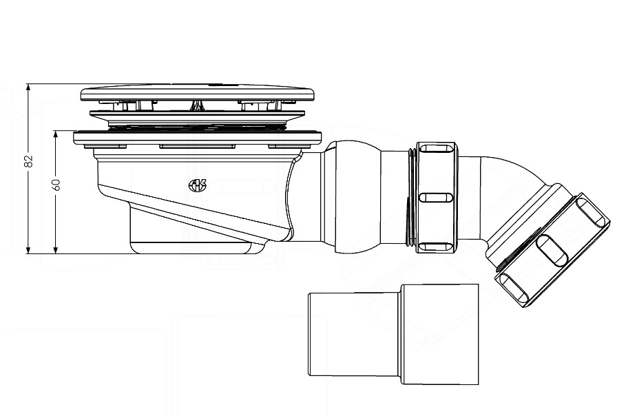 AKW GW90 Low Depth TFWA Tuff Form Waste Adaptor with Low Depth GW90 Waste (25409 & 25404)