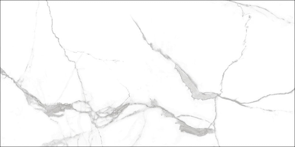 Hatteras White marble effect polished porcelain wall and floor tile 300x600mm