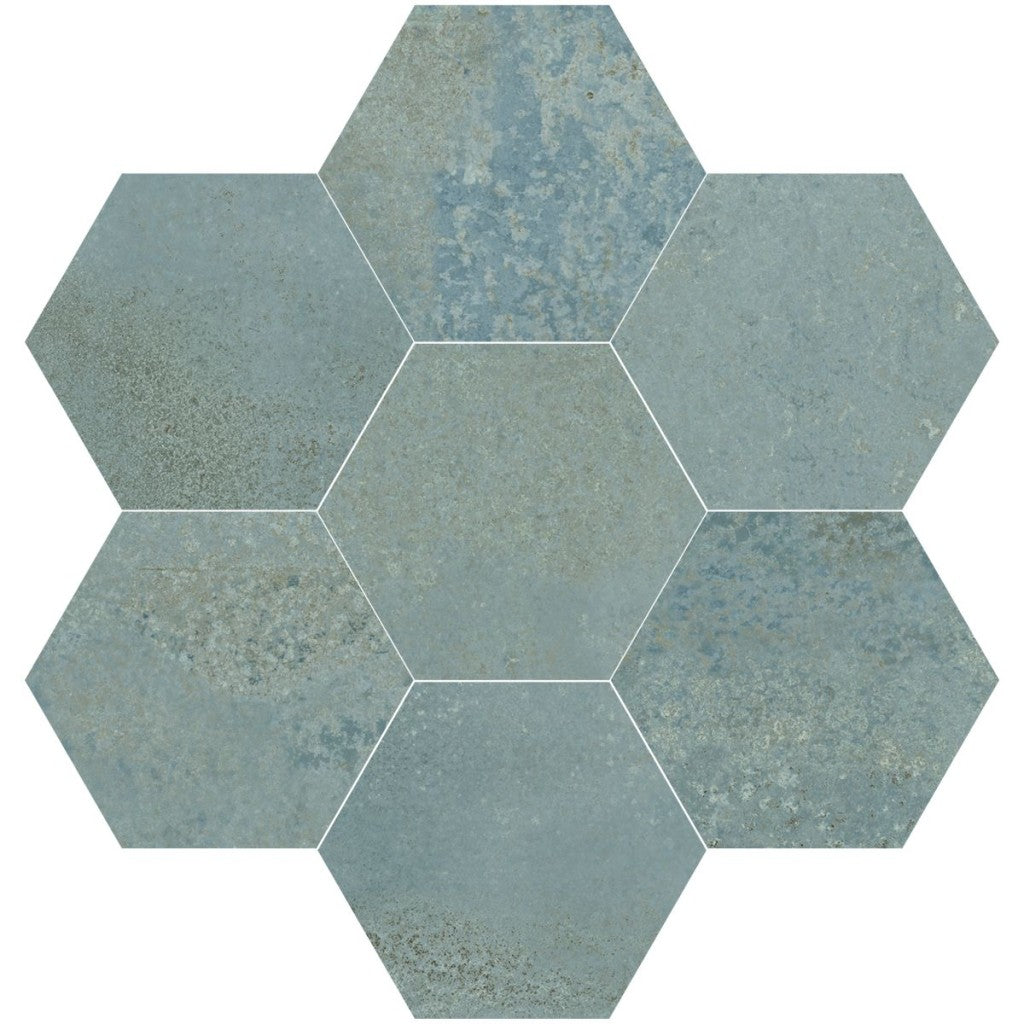 Kennebunk Mint Metallic Satin Porcelain Hexagon Wall & Floor Tile 150x170mm