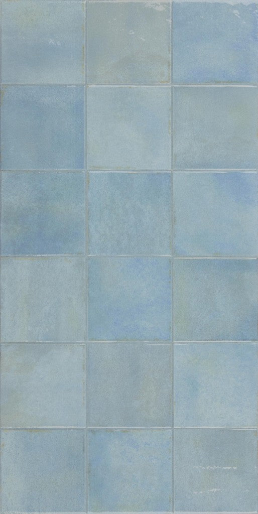La Jolla aqua square mosaic effect gloss porcelain wall and floor tile 300x600mm