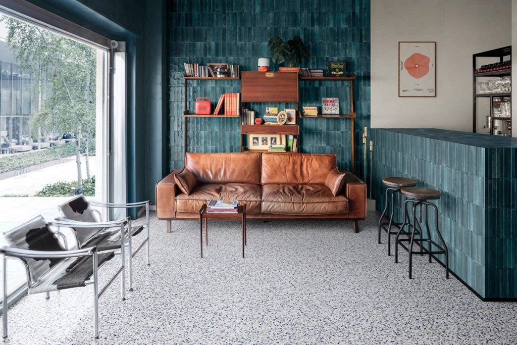 Montauk blue 3D rake gloss porcelain wall and floor tile 240x60mm