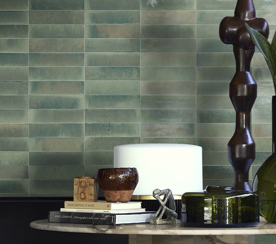 Montauk forest green gloss porcelain wall and floor tile 240x60mm