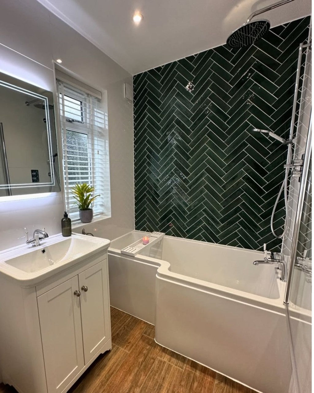 Montauk green gloss porcelain tile 240x60mm detail