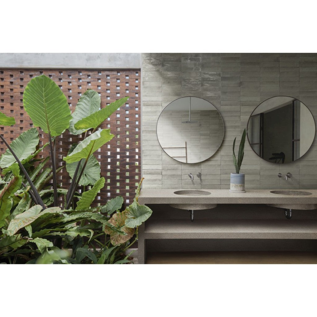 Montauk off-white gloss porcelain tile 240x60mm detail