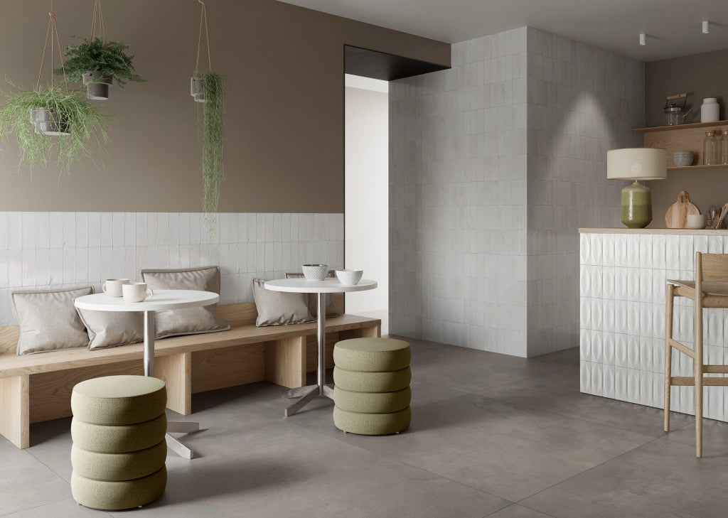 Nantucket White gloss porcelain wall and floor brick tile 75x200mm