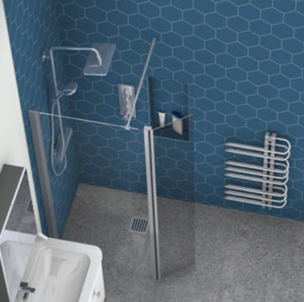 AKW Opulence Full Height 8mm Glass Wet Room Shower Screen, photo 2