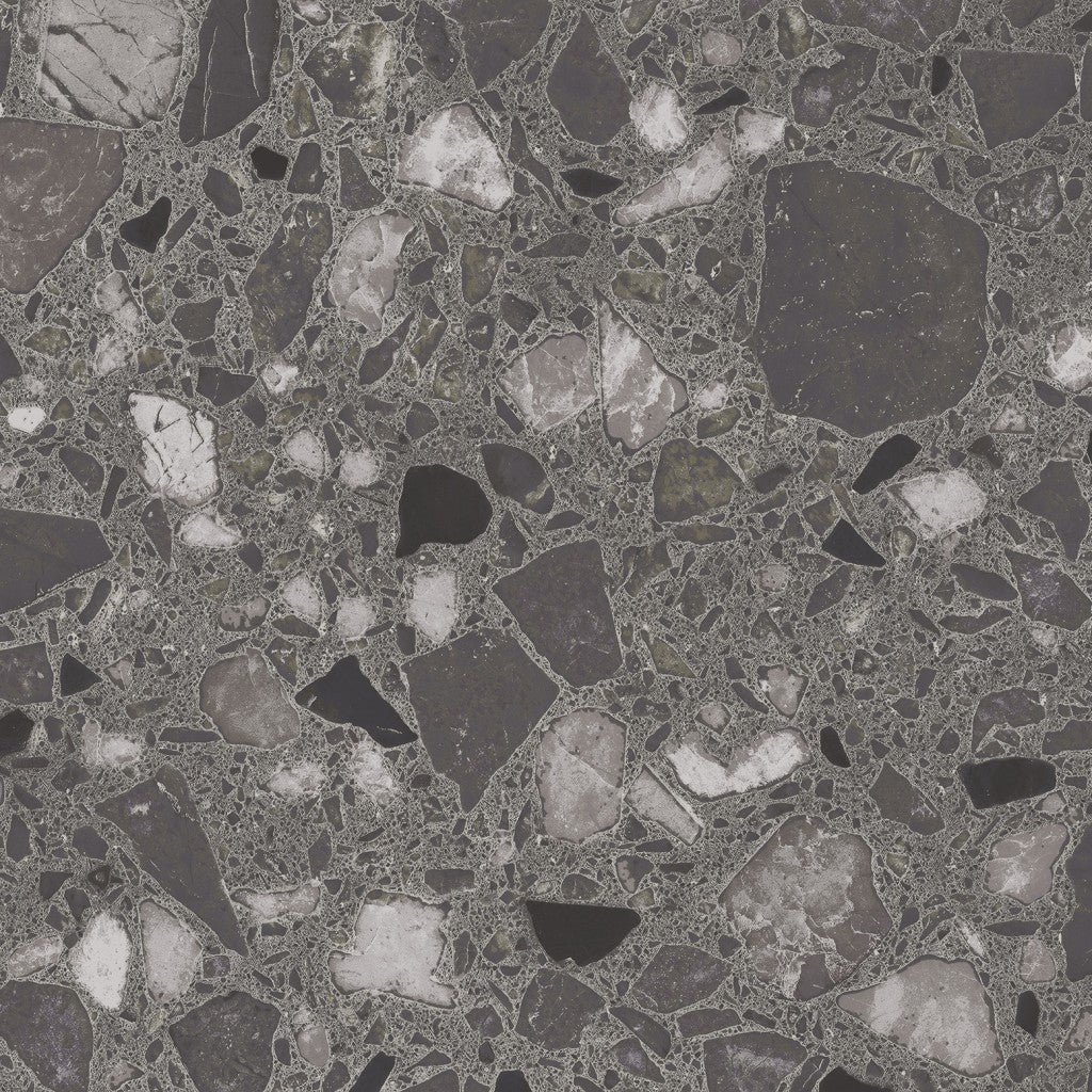Provincetown anthracite terrazzo effect matt ceramic wall and floor tile 200x200mm