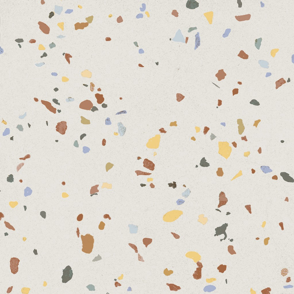 Provincetown white terrazzo effect matt ceramic wall and floor tile 200x200mm
