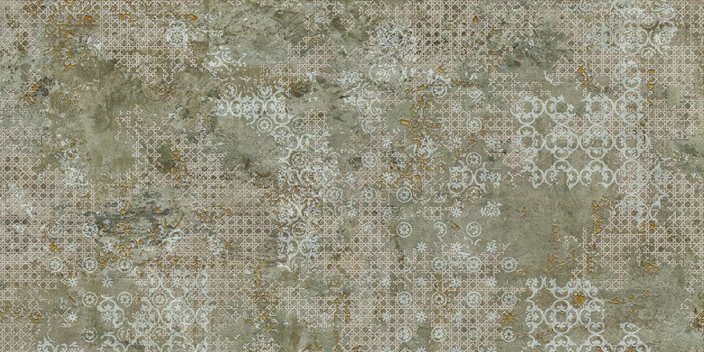 Tybee green textile effect porcelain tile 500x1000mm detail