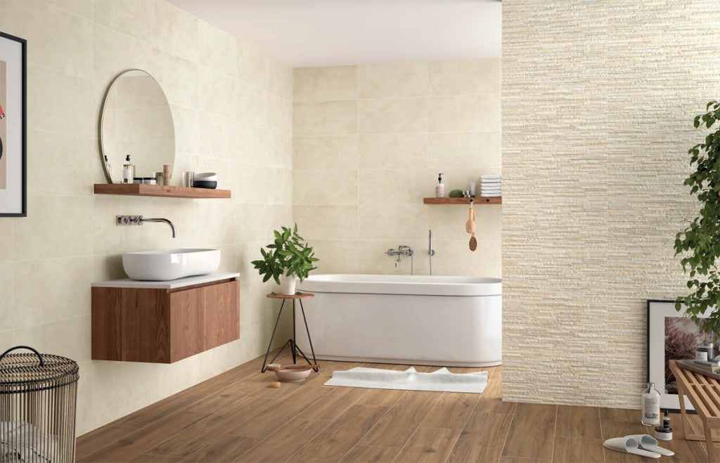Westerly Bone stone effect matt ceramic wall tile 300x600mm
