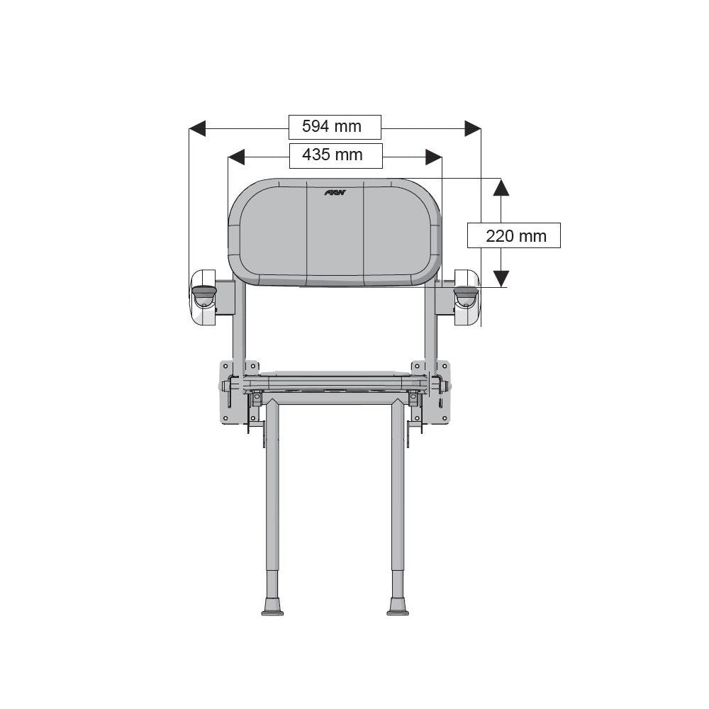 AKW 1000 Series Fold Up Shower Seat with Back & Arms – Choice of Padding, photo 5