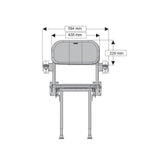 AKW 1000 Series Fold Up Shower Seat with Back & Arms – Choice of Padding, photo 5