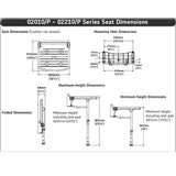 AKW 2000 Series Standard Wall Mounted Fold Up Shower Seat Unpadded (02010)