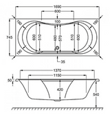 Carron Arc Duo 1700x750mm Double Ended Bath - White Gloss (02017)