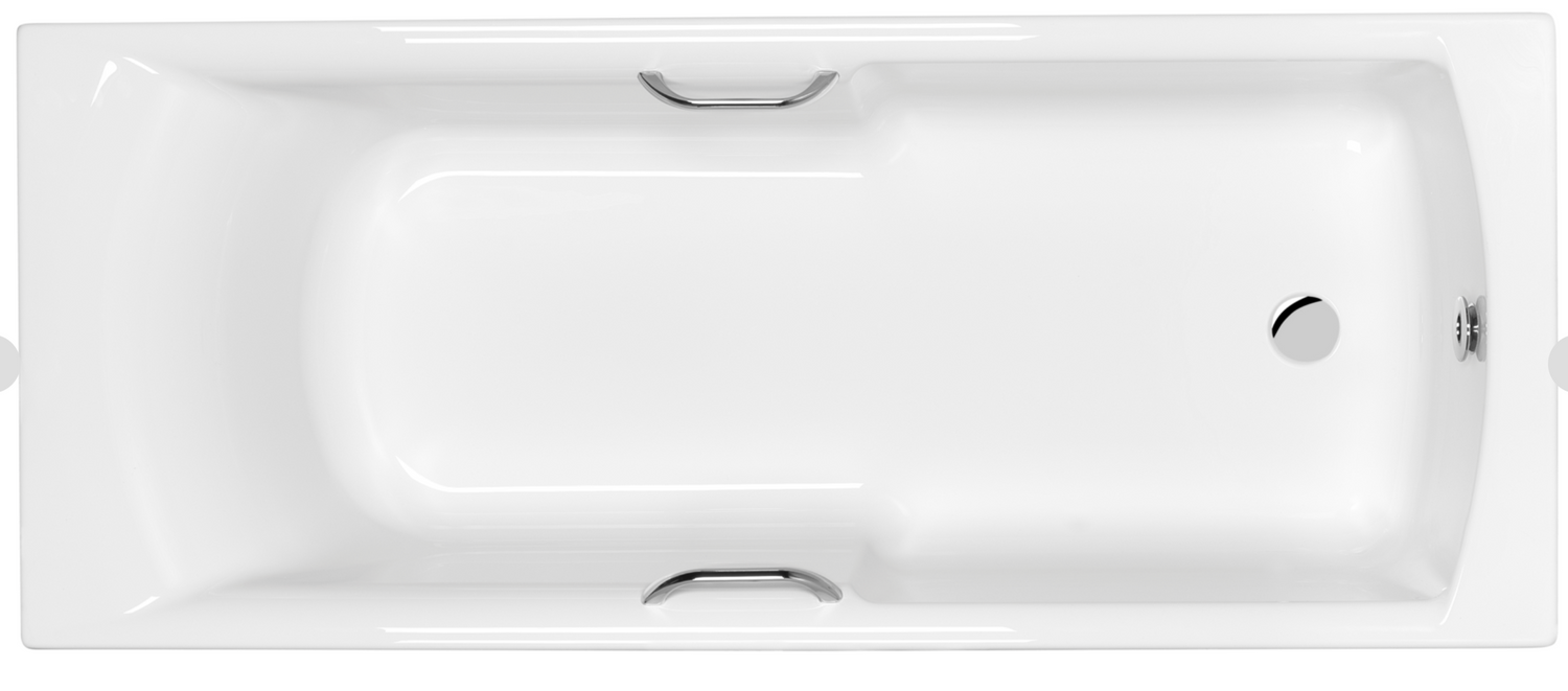 Carron Axis 1600x700mm Single Ended Bath with Twin Grips- White Gloss (02033T)