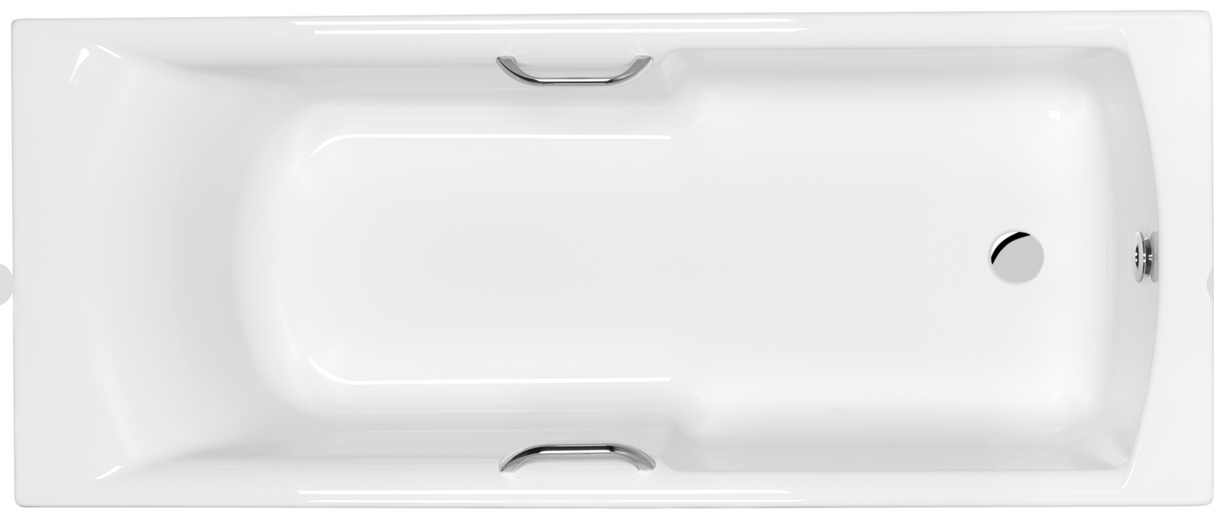 Carron Axis 1600x700mm Single Ended Carronite Bath with Twin Grips- White Gloss (02034T)