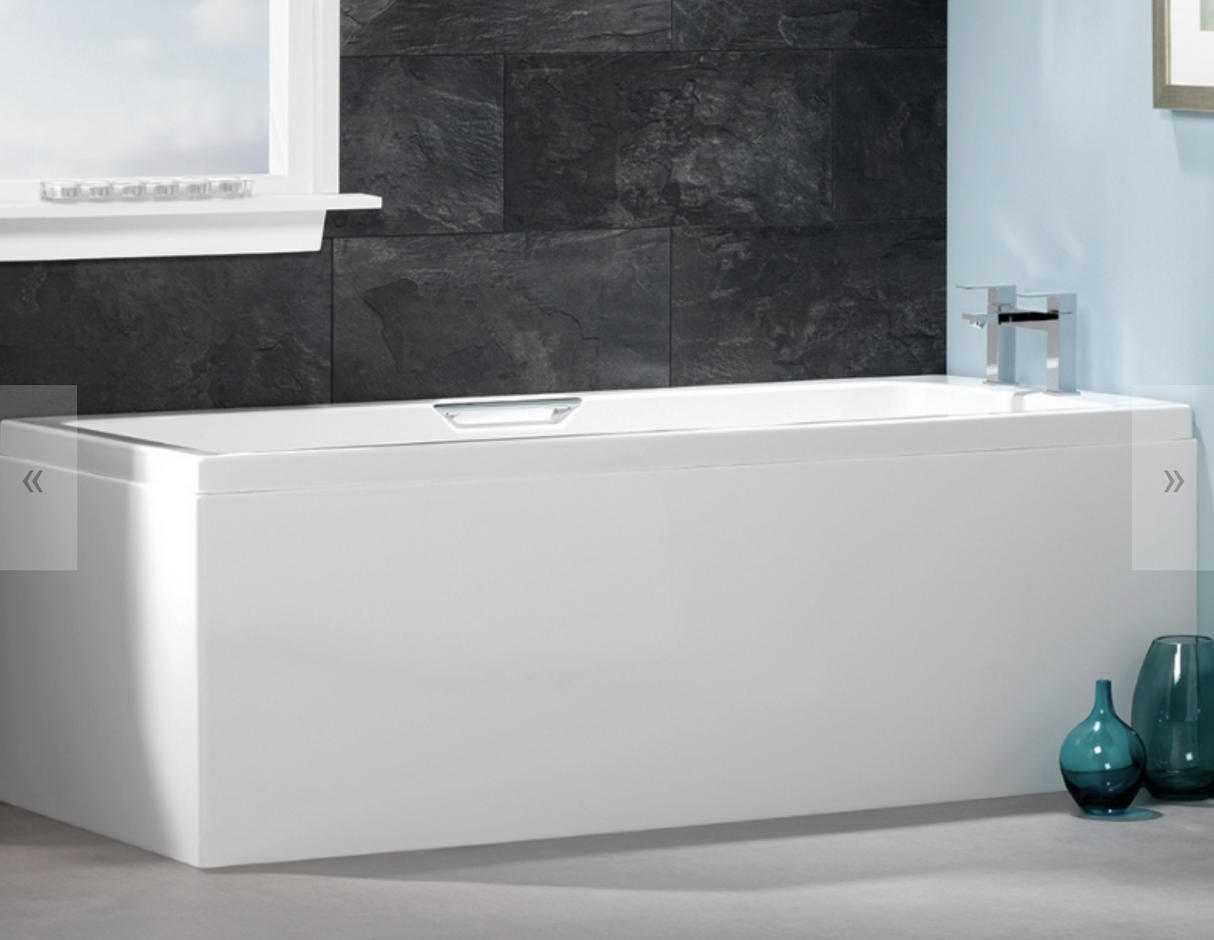Carron Integra 1700x750mm Single Ended Carronite Bath with Twin Grips- White Gloss (02172)