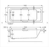 Carron Integra 1700x750mm Single Ended Carronite Bath with Twin Grips- White Gloss (02172)
