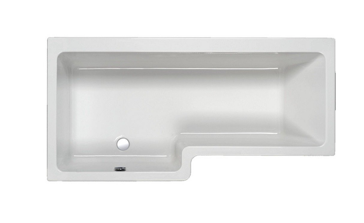 Carron Quantum L Shaped Shower Bath 1500x700(850)mm Left Hand Carronite - White Gloss (02174)