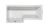 Carron Quantum L Shaped Shower Bath 1500x700(850)mm Left Hand Carronite - White Gloss (02174)
