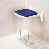 AKW 2000 Series Compact Fold Up Wall Mounted Shower Seat With Blue Padded Seat (02200P)