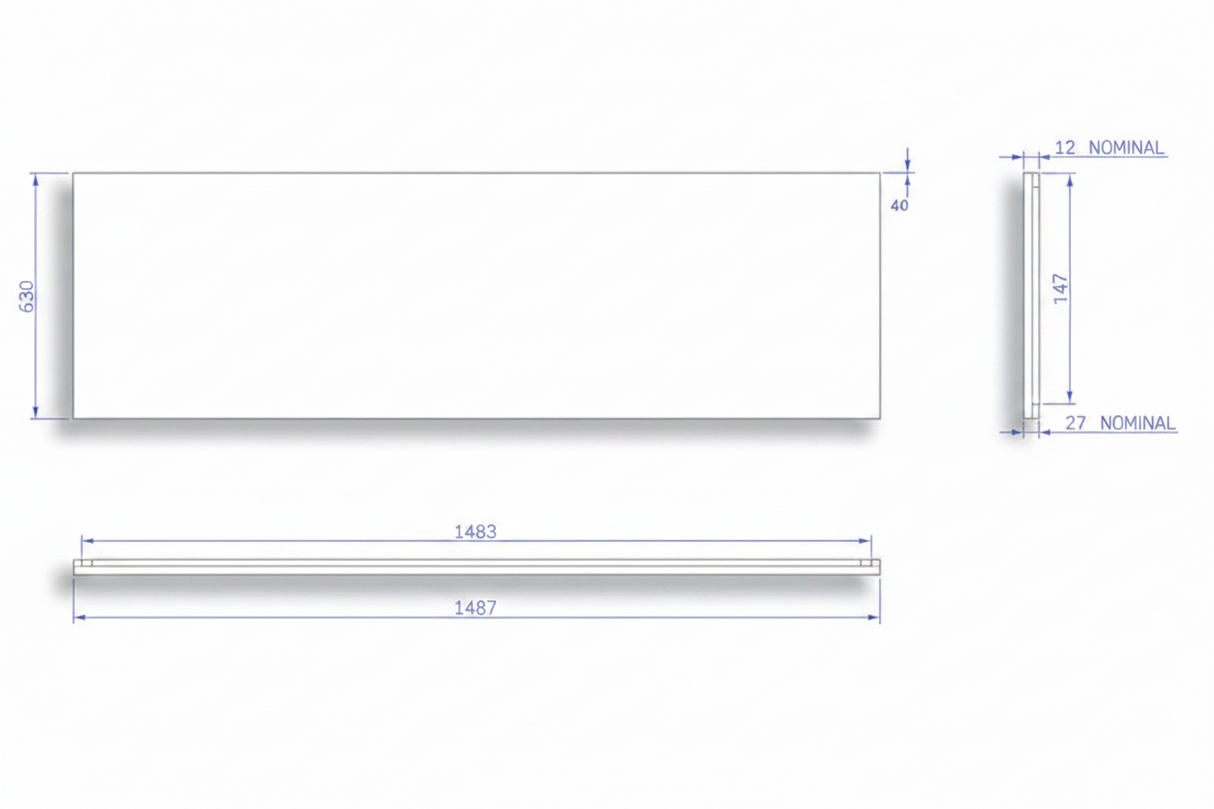 Carron Carronite Front Bath Panel 1500x430mm – White Gloss (02253)