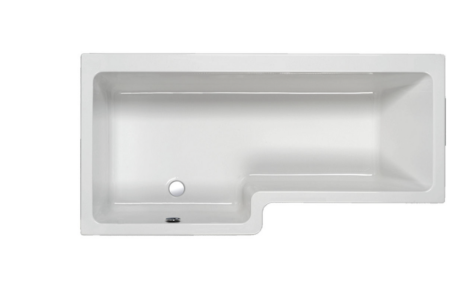 Carron Quantum L Shaped Shower Bath 1600x700(850)mm Left Hand - White Gloss (02386)