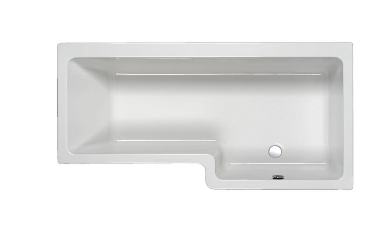 Carron Quantum L Shaped Shower Bath 1600x700(850)mm Right Hand - White Gloss (02388)