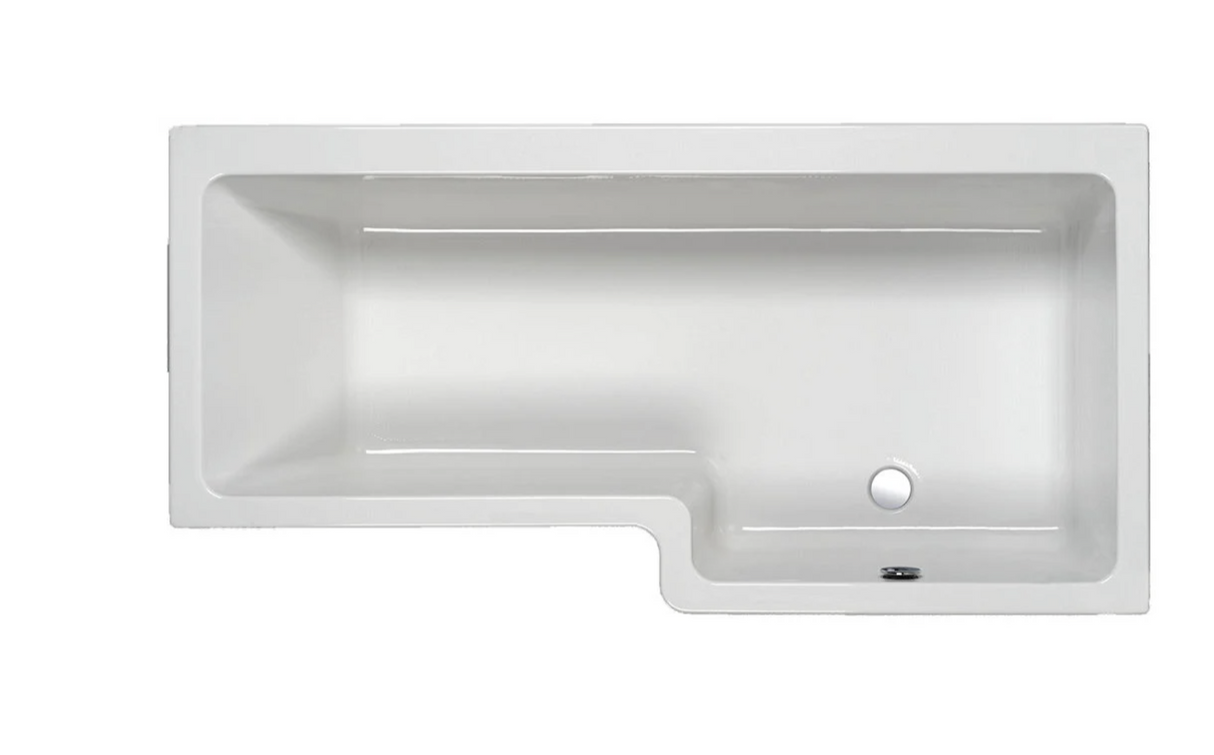 Carron Quantum L Shaped Shower Bath 1600x700(850)mm Right Hand Carronite - White Gloss (02389)