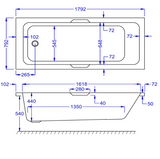 Carron Integra 1800x800mm Single Ended Carronite Bath with Twin Grips- White Gloss (02397)