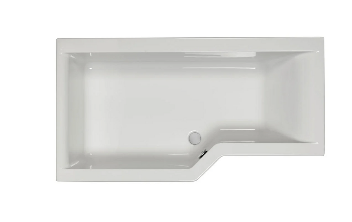 Carron Urban Edge L-Shaped Shower Bath 1575mm Left Hand Carronite - White Gloss (02428)