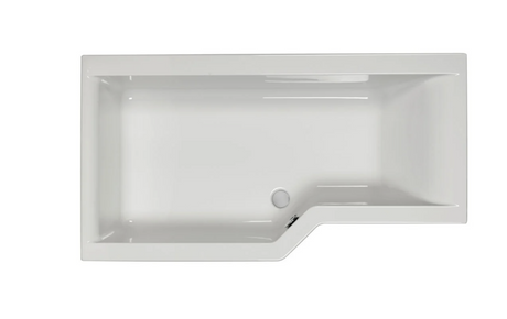Carron Urban Edge L-shaped shower bath, left hand, Carronite