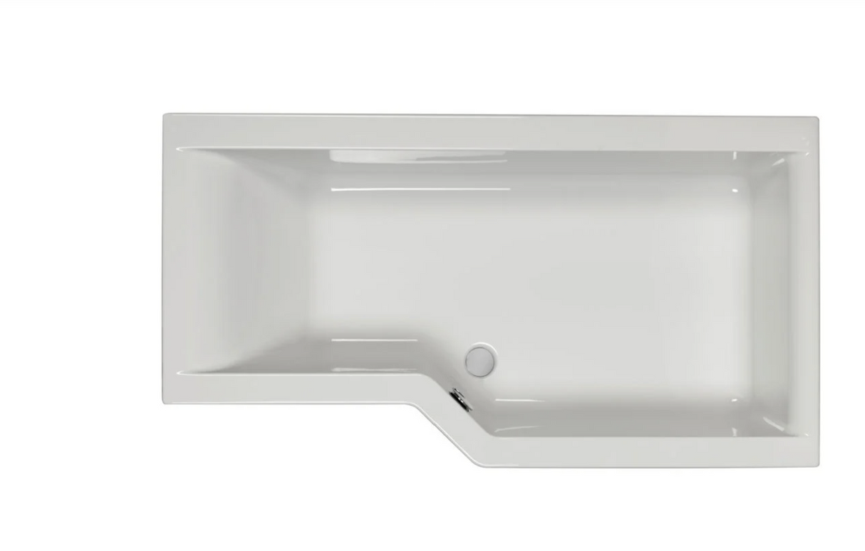 Carron Urban Edge L- Shaped Shower Bath 1575mm Right Hand - White Gloss (02429)