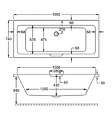 Carron Integra Double Ended Rectangular Acrylic Bath with Single Grip-White Gloss (02463)