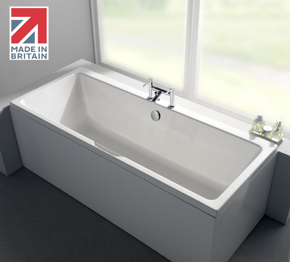 Carron Integra Double Ended Rectangular Bath with Single Grip 1700mm x 750mm - Carronite- White Gloss (02464)