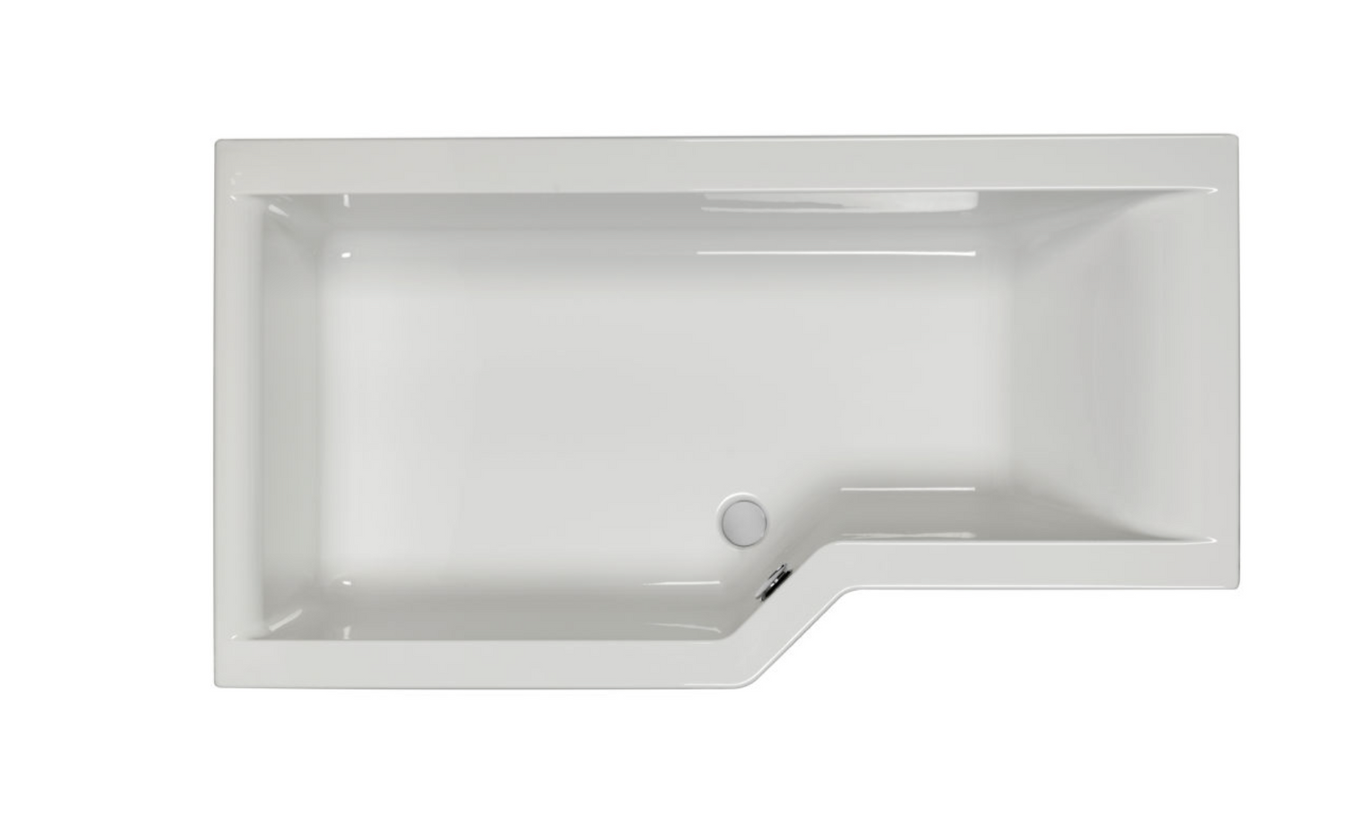 Carron Urban Edge L- Shaped Shower Bath 1675mm Left Hand - White Gloss (02525)