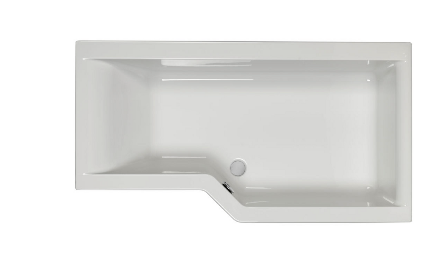 Carron Urban Edge L- Shaped Shower Bath 1675mm Right Hand - White Gloss (02527)