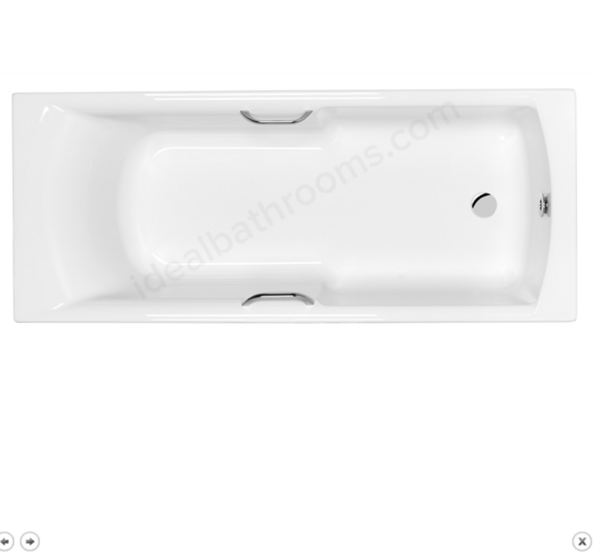 Carron Axis 1650x700mm Single Ended Carronite Bath with Twin Grips- White Gloss (02586T)