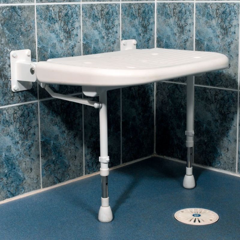 AKW 4000 Series Wall Mounted Extra Wide Fold up Moulded Seat with Support Legs (04110)