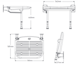 AKW 4000 Series Wall Mounted Extra Wide Fold up Moulded Padded Seat with Support Legs (04110P)