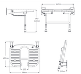 AKW 4000 Series Extra Wide Wall Mounted Blue Padded Horseshoe Shower Seat (04120P)