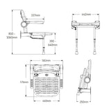 AKW 4000 Series Advanced Fold Up Shower Seat With Support Legs Blue Padded Back and Arms (04130P)