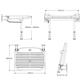 AKW 4000 Series Wall Mounted Extra Wide Fold up Moulded Grey Padded Seat with Support Legs(04210P)