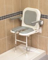 AKW 4000 Series Standard Horseshoe Wall Mounted Shower Seat with Grey Padded Back and Arms (04260P)