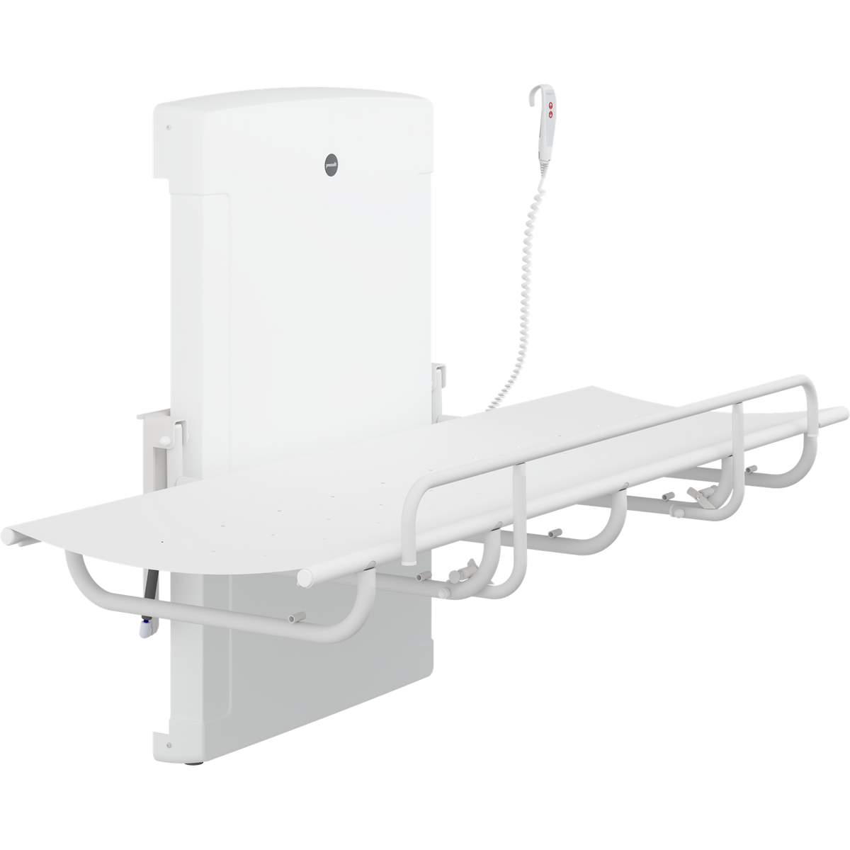 Pressalit SCT 1000 electrically height adjustable shower change table, folded down