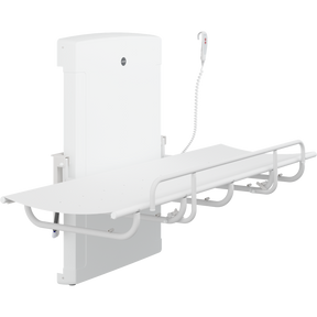 Pressalit SCT 1000 electrically height adjustable shower change table, folded down