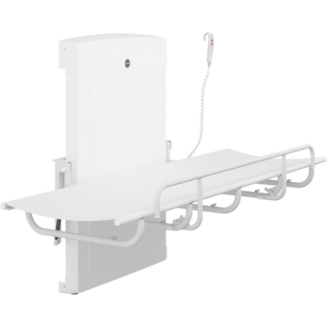 Pressalit SCT 1000 electrically height adjustable shower change table, folded down