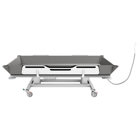 Pressalit MSCT 1 shower change trolley with sides folded down